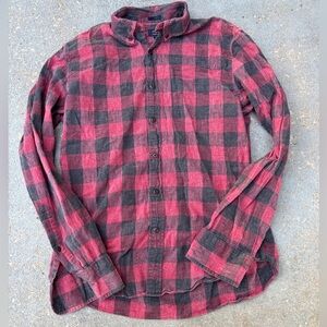 J. Crew Red and Black Plaid Casual Shirt
